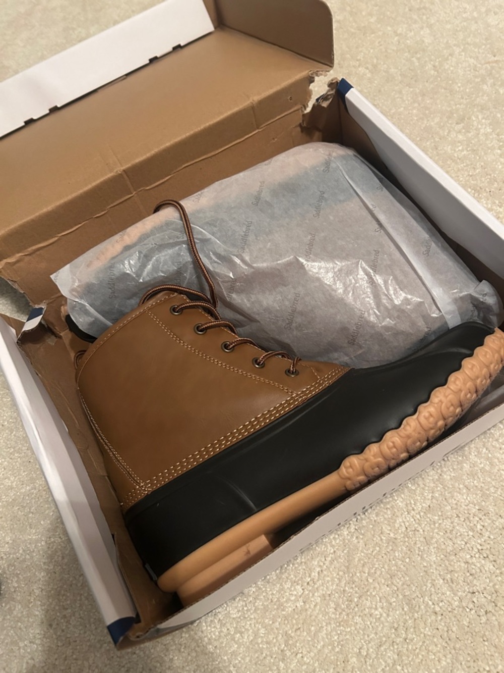 Brown Waterproof Lace-Up Duck Boots